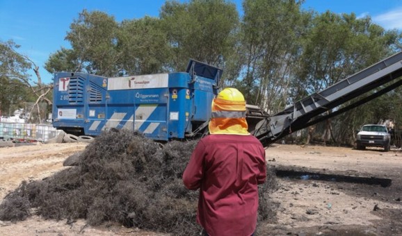 Reduce SEDUMA los riesgos sanitarios y ambientales con trituración de llantas en Reynosa